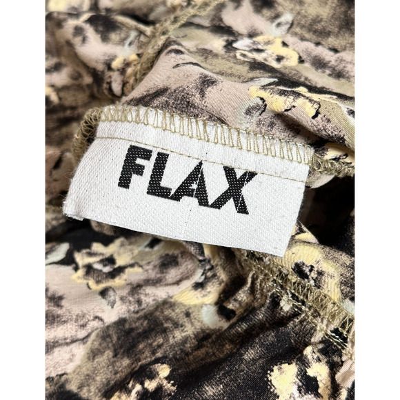 FLAX Brand Green Watercolor Floral Collared Bell Sleeve Peplum Boho Top Large - Picture 8 of 9